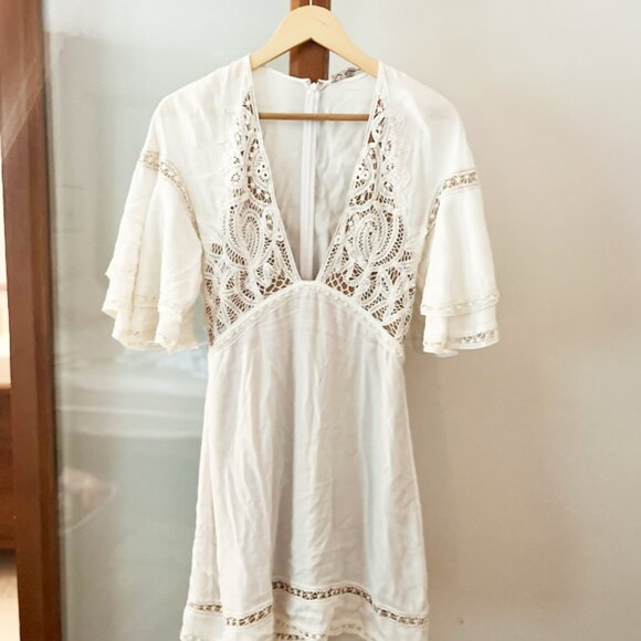 For Love and Lemons White Bohemian Mini Dress - Picture 2 of 5